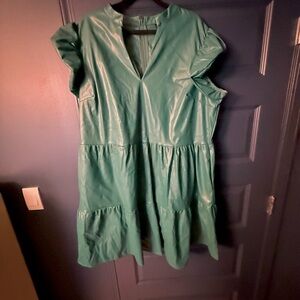 Ashley Stewart Teal Tiered Mini Dress